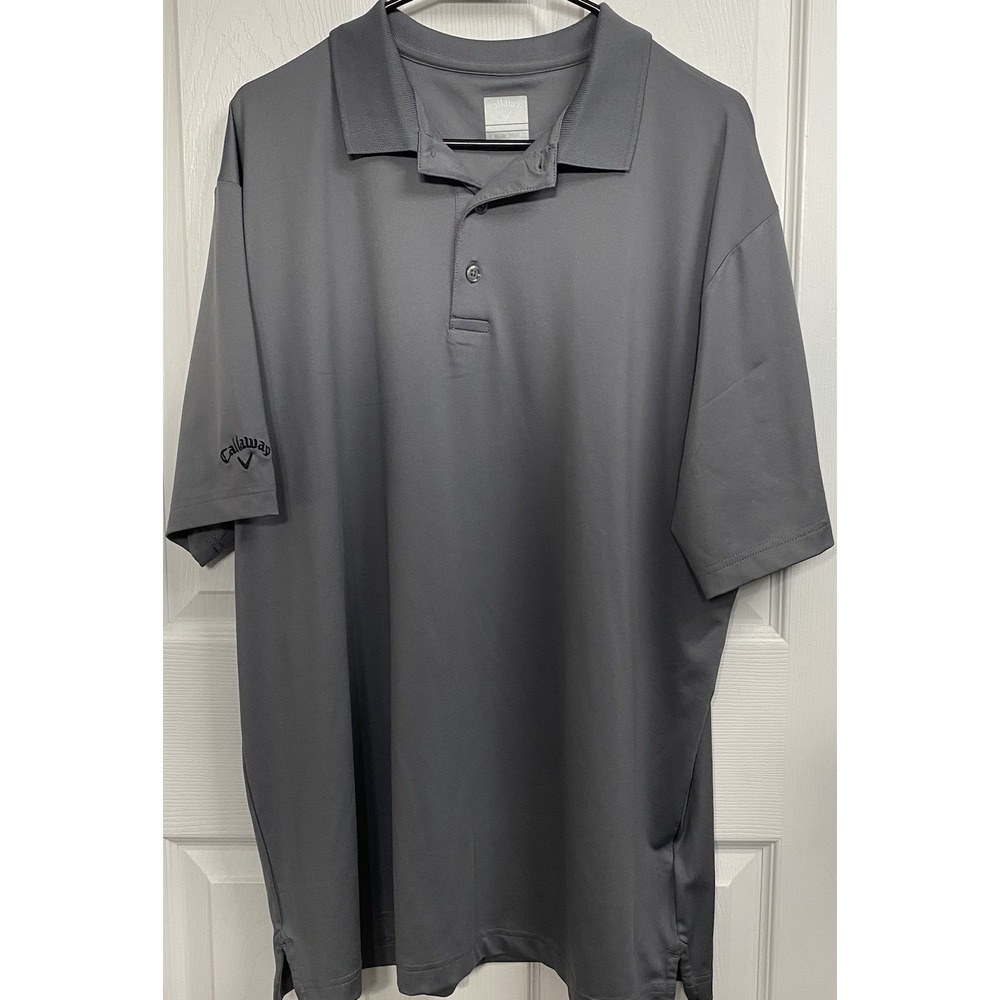 Callaway Mens Grey Polo Golf Shirt Polyester Opti-Dry Cooling Stretch Sz. L‎